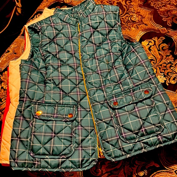 St. John’s Bay Quilted Vests 3 total.                 Red-Plaid-Off White - Picture 3 of 7